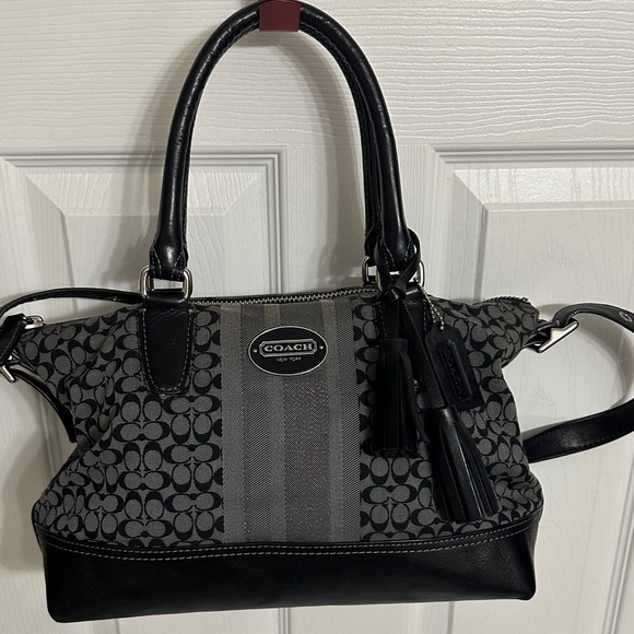 Coach Handbags - COACH Legacy Graphite Signature Stripe Molly 2-Way Satchel/Shoulder Bag